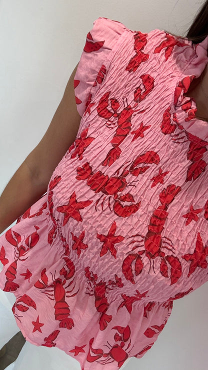LOBSTER PRINT SMOCK TOP