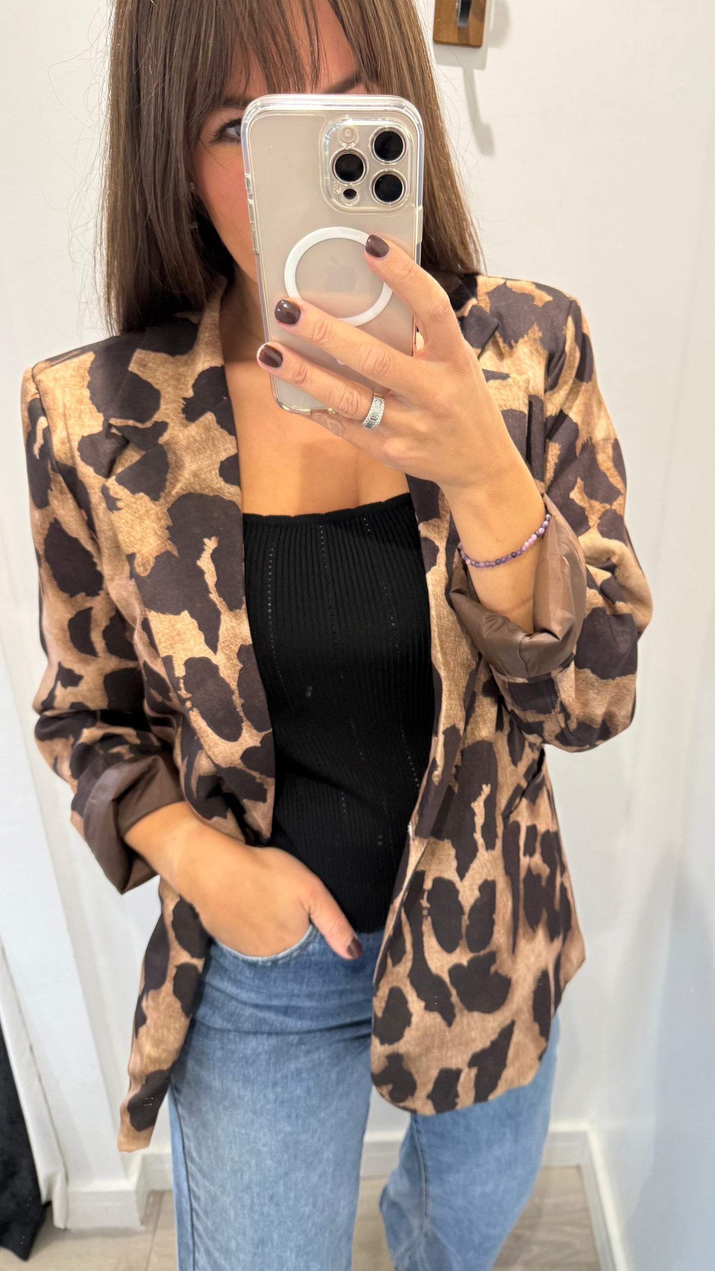 LEOPARD BLAZER IN SAND & CHOCOLATE
