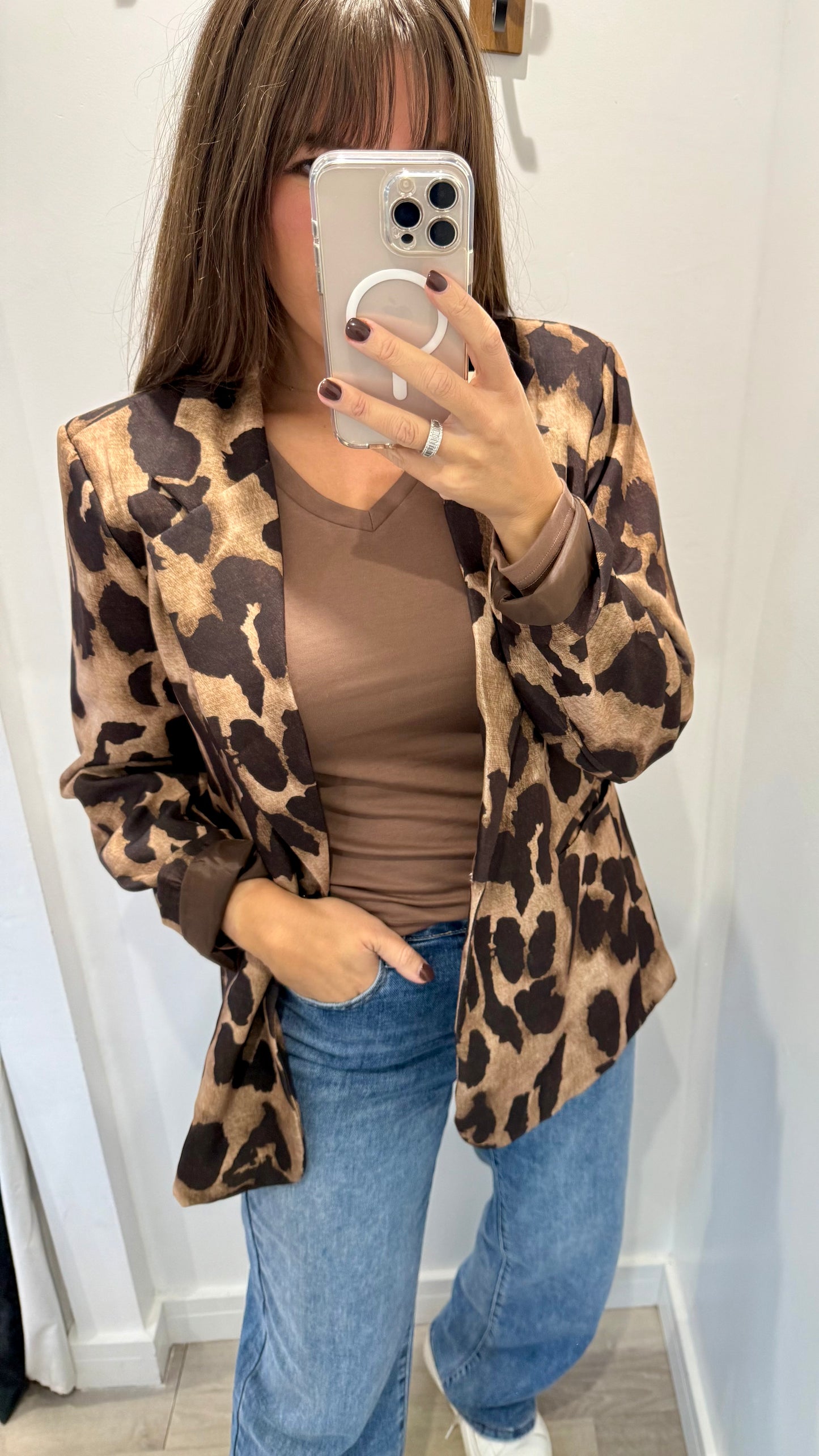 LEOPARD BLAZER IN SAND & CHOCOLATE