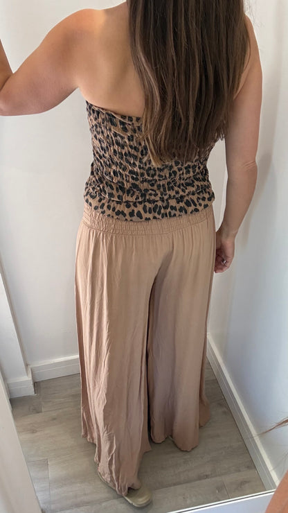 LEOPARD PRINT SHIRRED BOOB TUBE