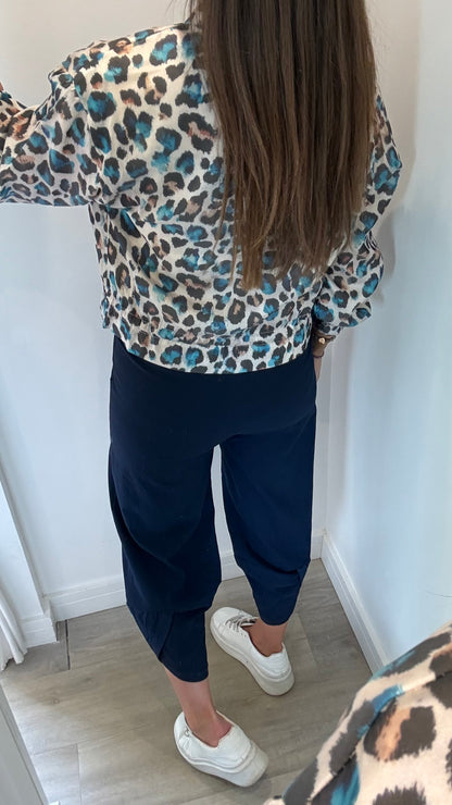 LEOPARD PRINT SILKY BOMBER JACKET
