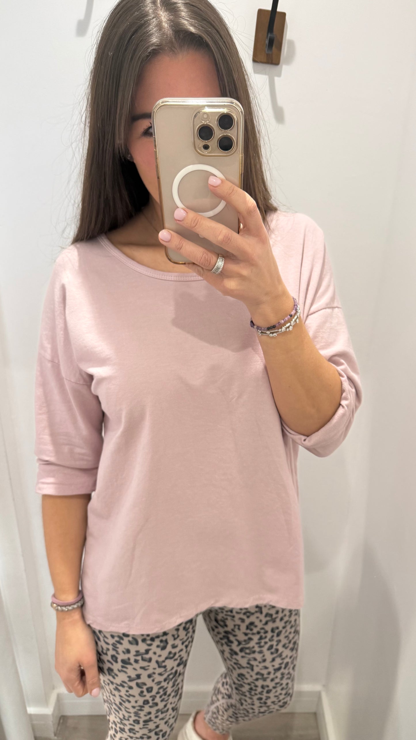 LILAC PINK ROLL SLEEVE SWEAT
