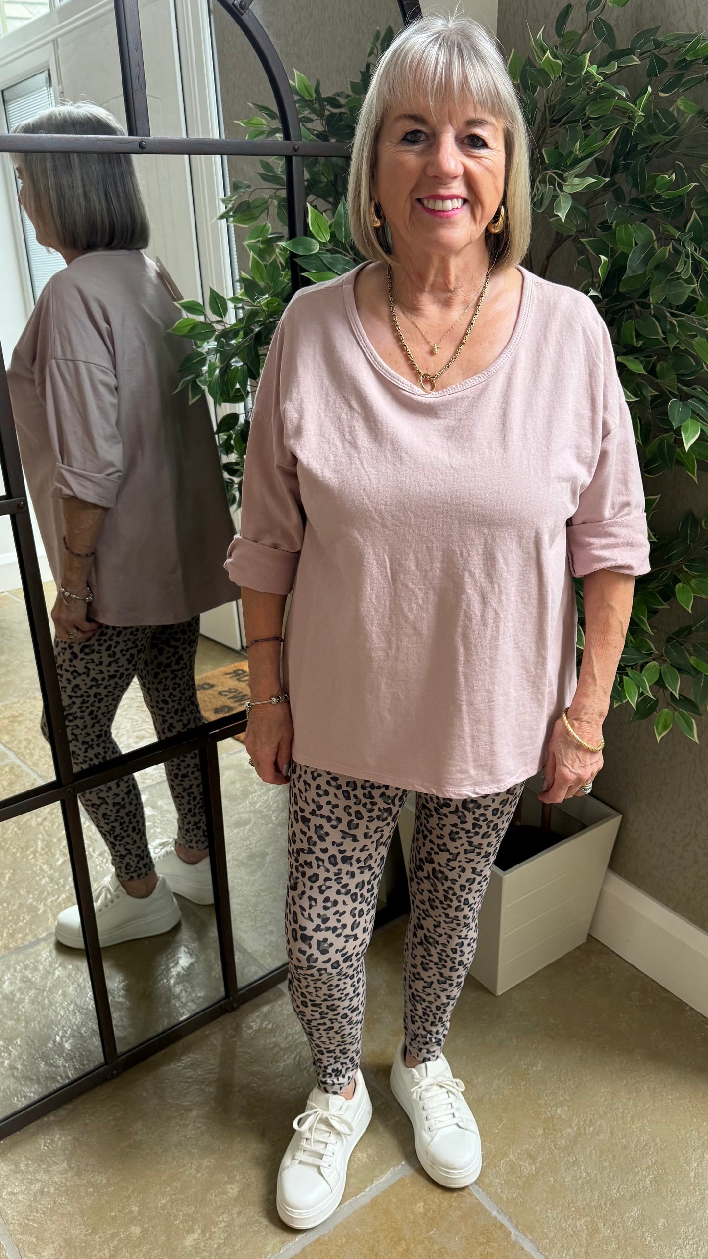 LILAC PINK ROLL SLEEVE SWEAT