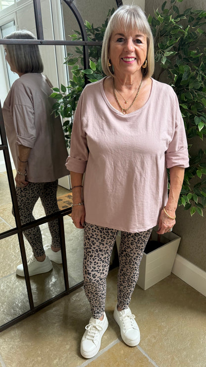 LILAC PINK ROLL SLEEVE SWEAT