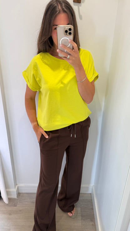 EVERYDAY ROLL SLEEVE TEE - LIME GREEN