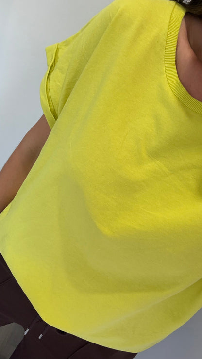 EVERYDAY ROLL SLEEVE TEE - LIME GREEN