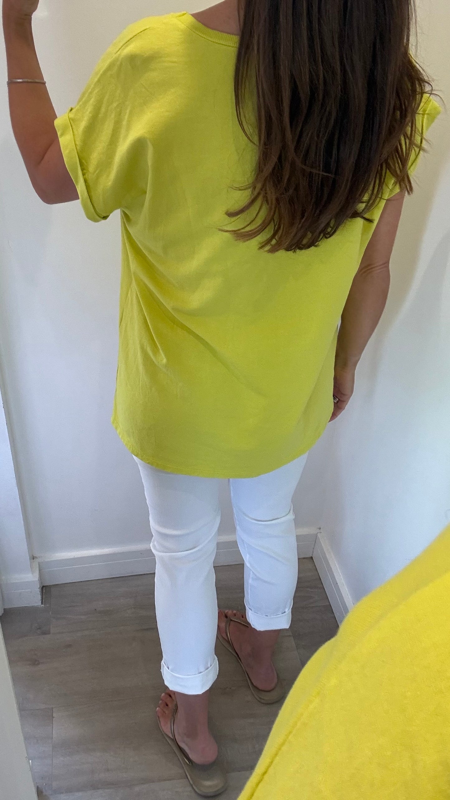 EVERYDAY ROLL SLEEVE TEE - LIME GREEN