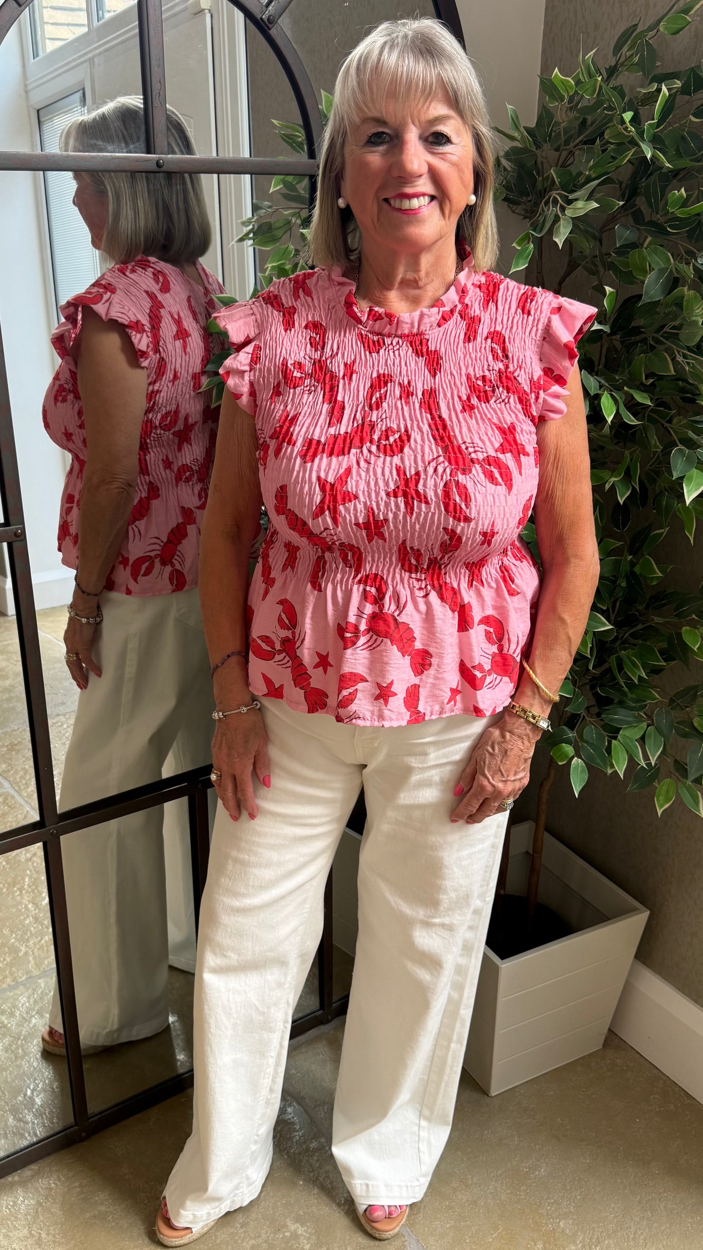 LOBSTER PRINT SMOCK TOP