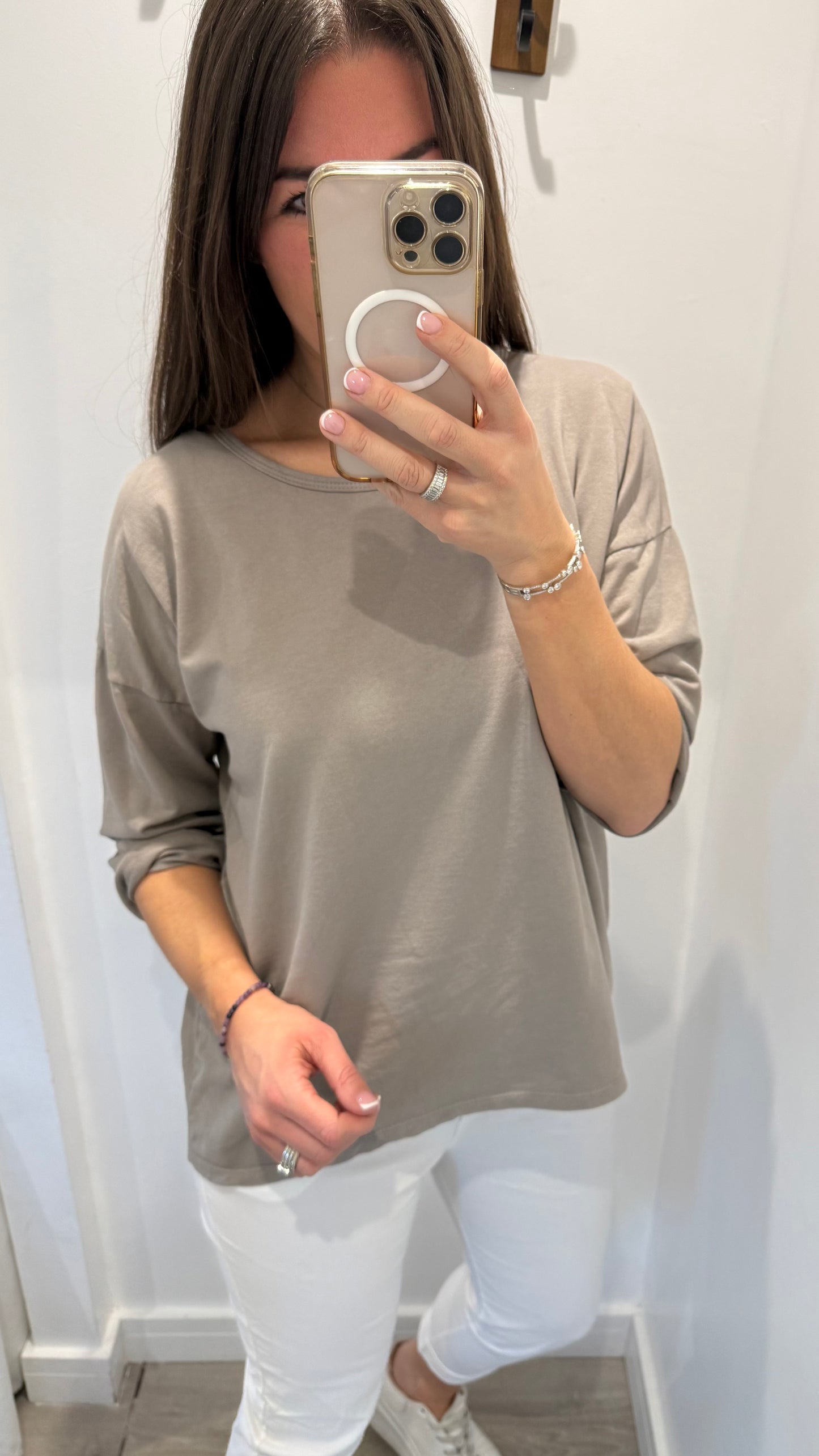 MOCHA ROLL SLEEVE SWEAT