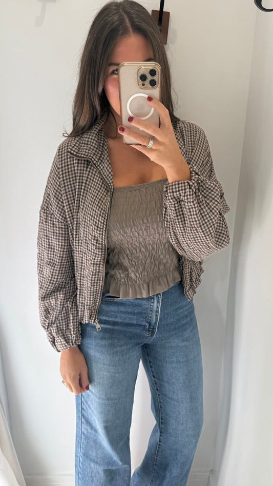 MOCHA SHIRRED BOOB TUBE