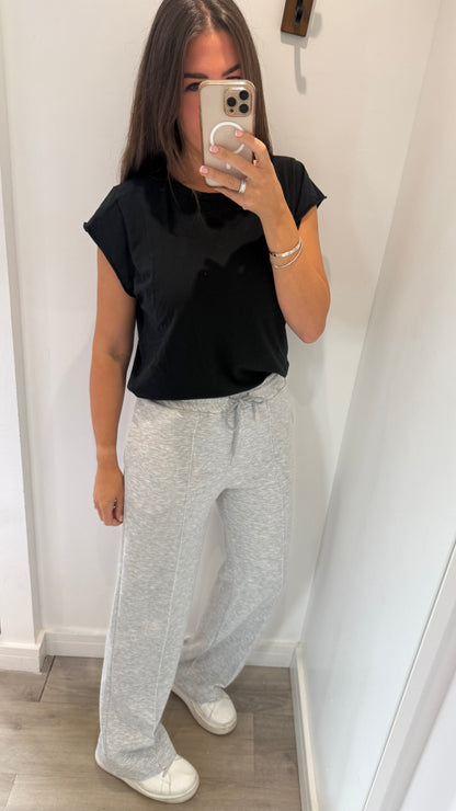 MARL GREY STRAIGHT LEG TROUSERS