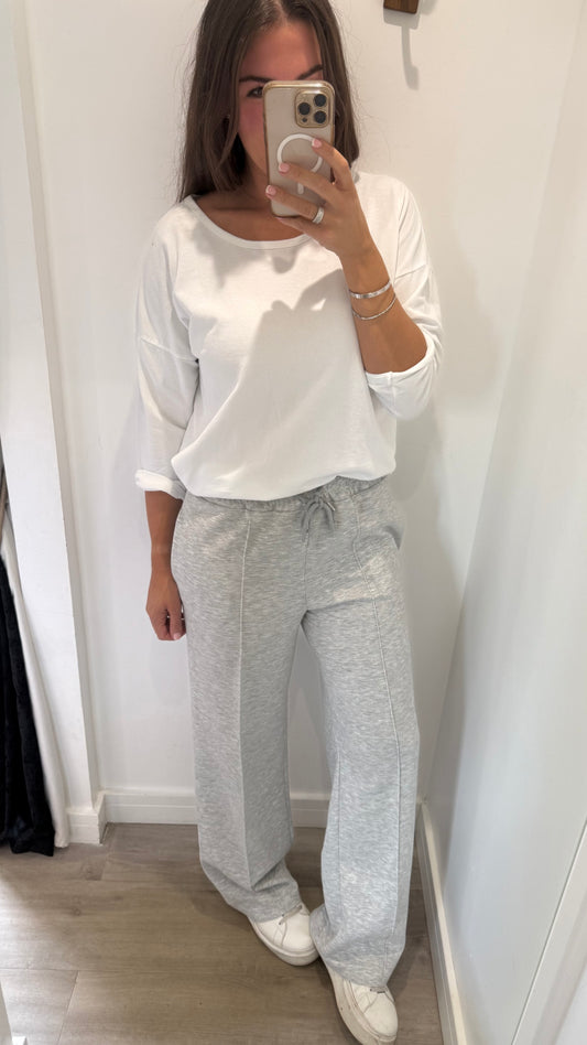 MARL GREY STRAIGHT LEG TROUSERS
