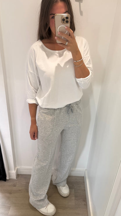 MARL GREY STRAIGHT LEG TROUSERS