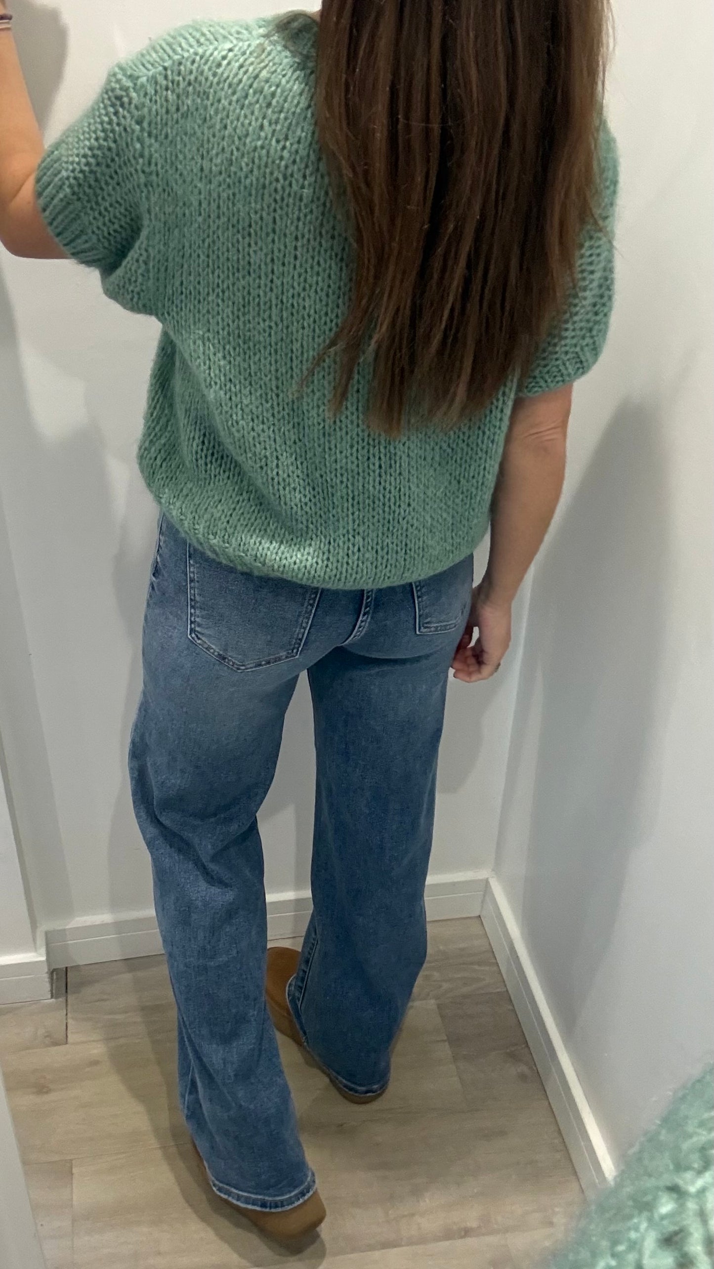 REVERSIBLE TRIANGLE STAR KNIT SCARF - MINT WITH CORAL