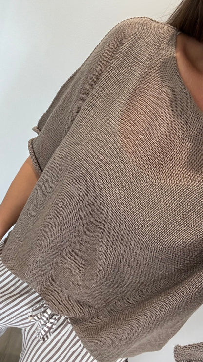 MOCHA FINE KNIT TOP