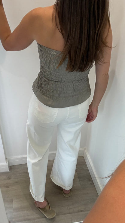 MOCHA SHIRRED BOOB TUBE