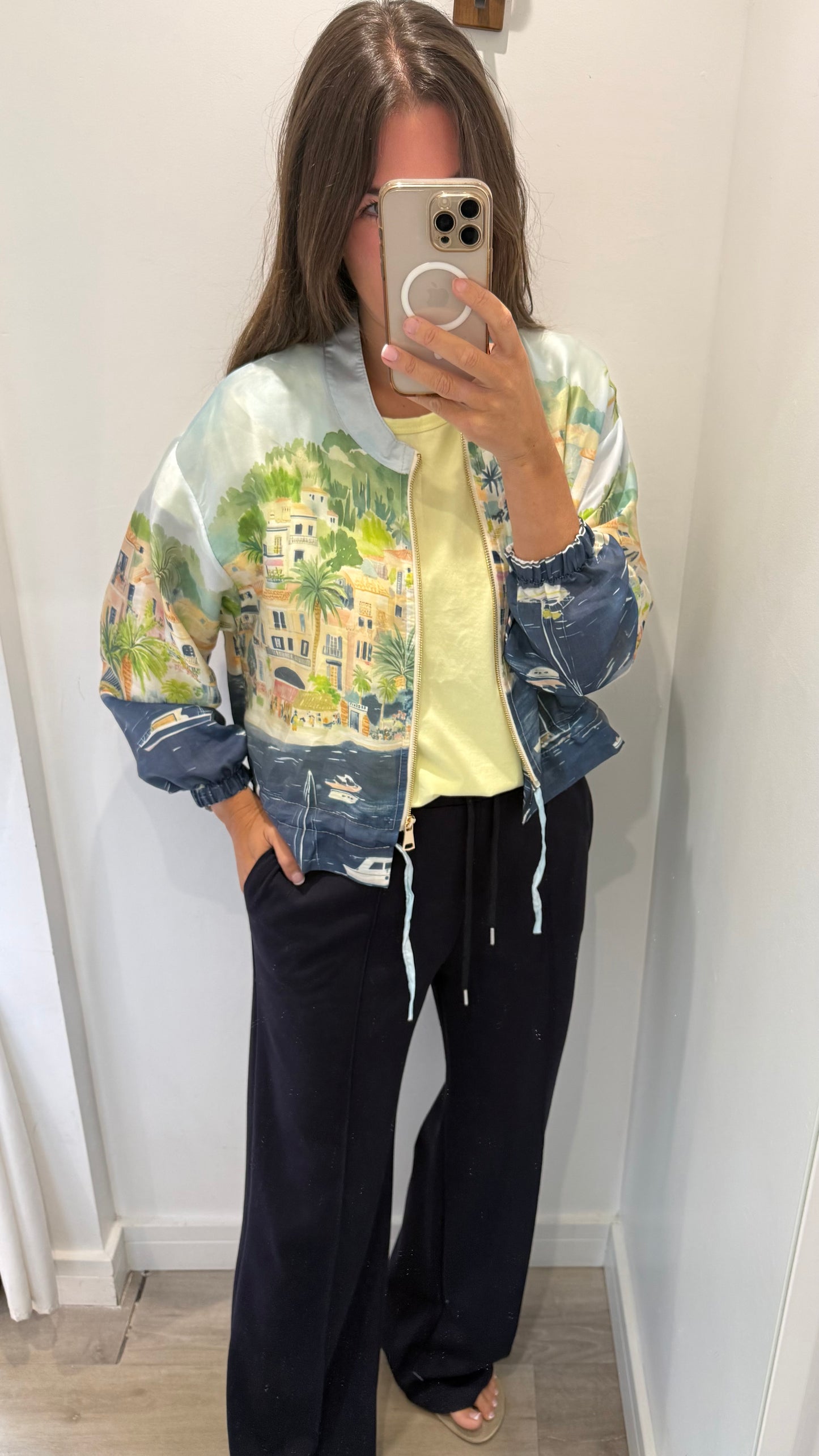 NAVY COASTAL SILKY BOMBER JACKET