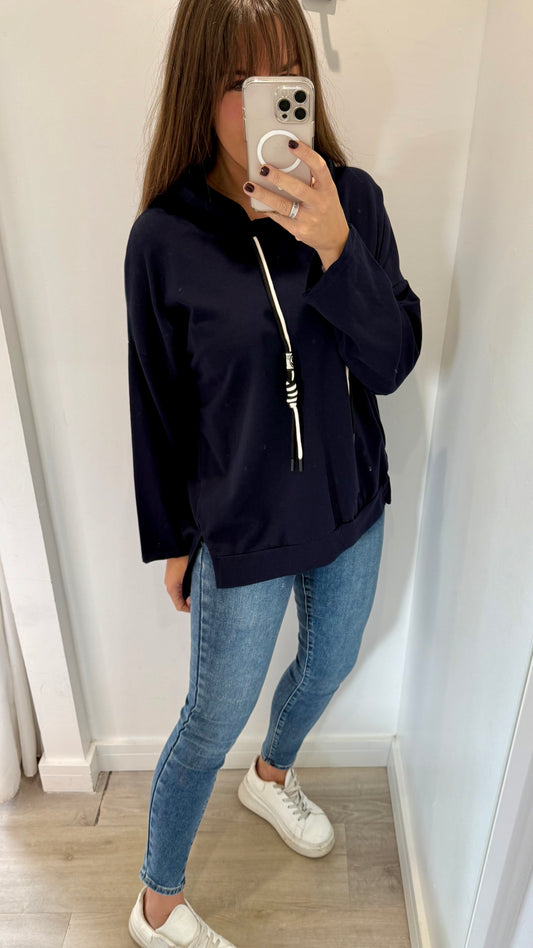 NAVY PLAIN LIGHTWEIGHT HOODIE