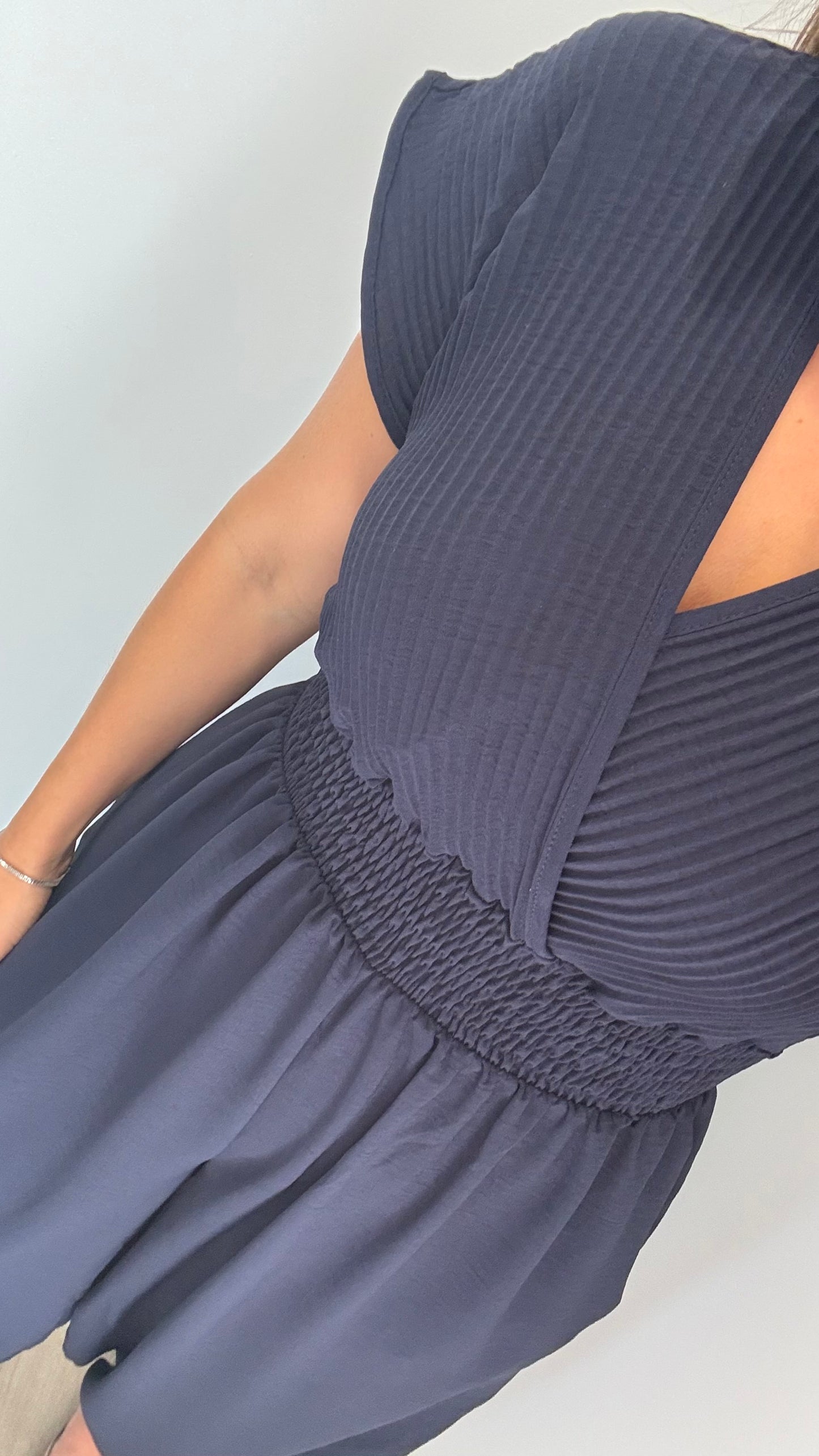 NAVY RIBBED HAREM JUMPSUIT