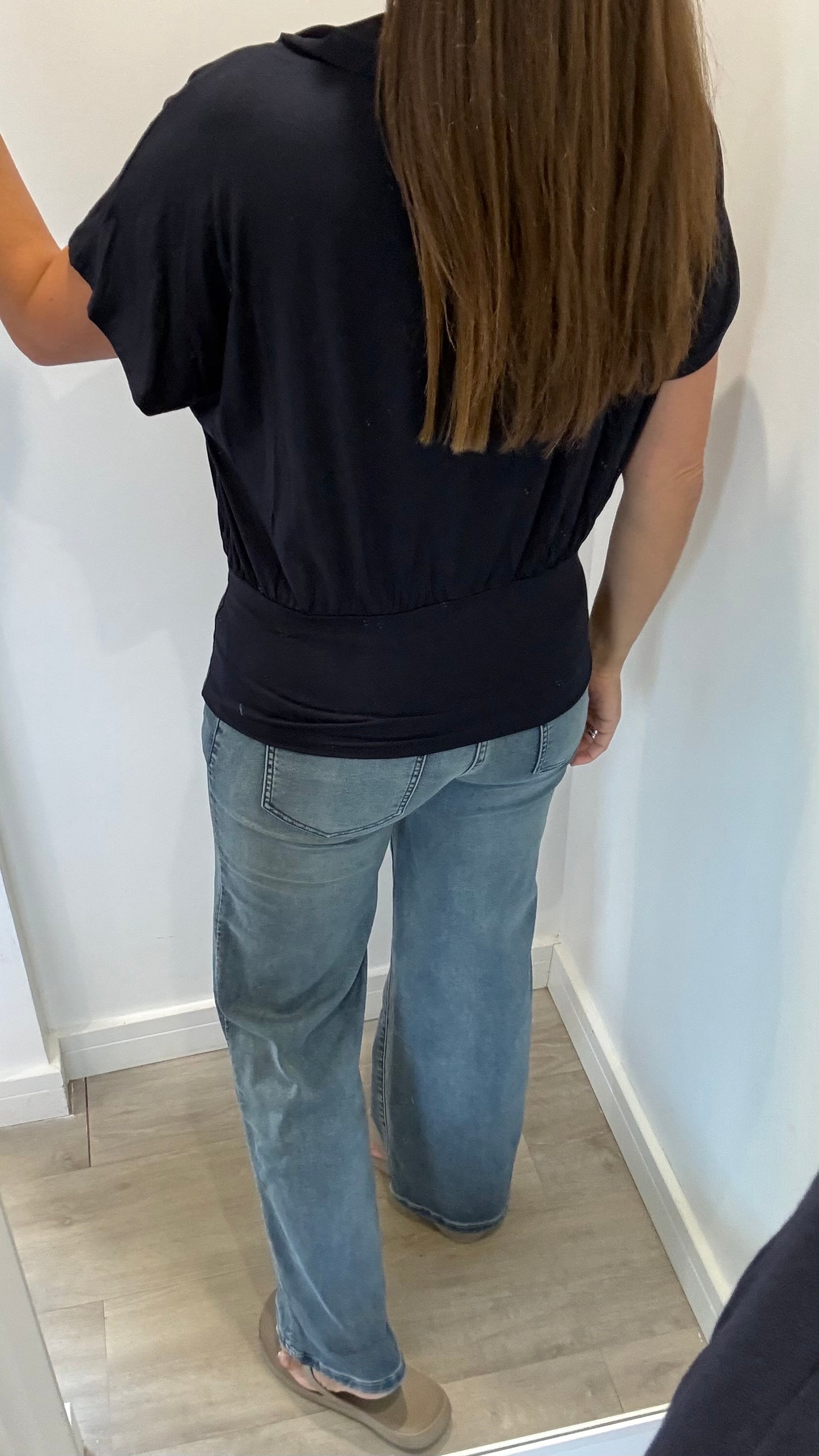 NAVY BATWING JERSEY TOP
