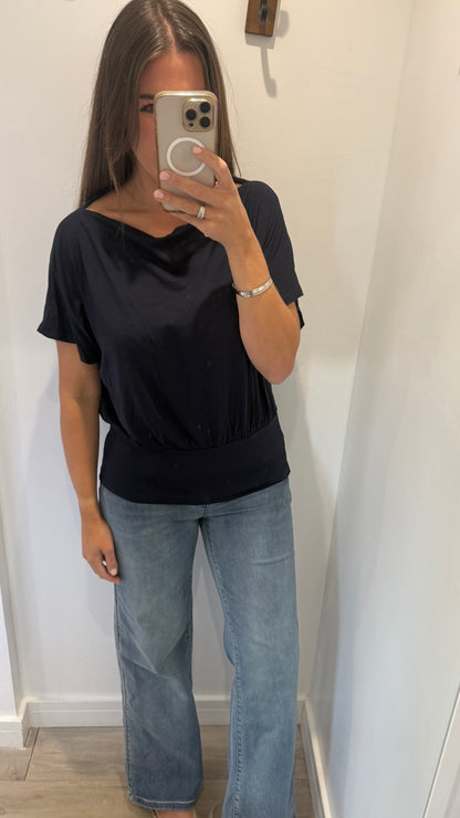 NAVY BATWING JERSEY TOP