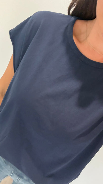 NAVY CAP SLEEVE TEE
