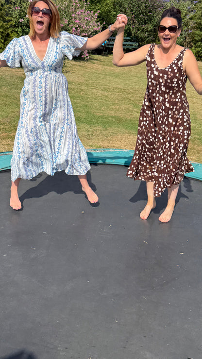 CHOCOLATE SPOTTY SUMMER DRESS