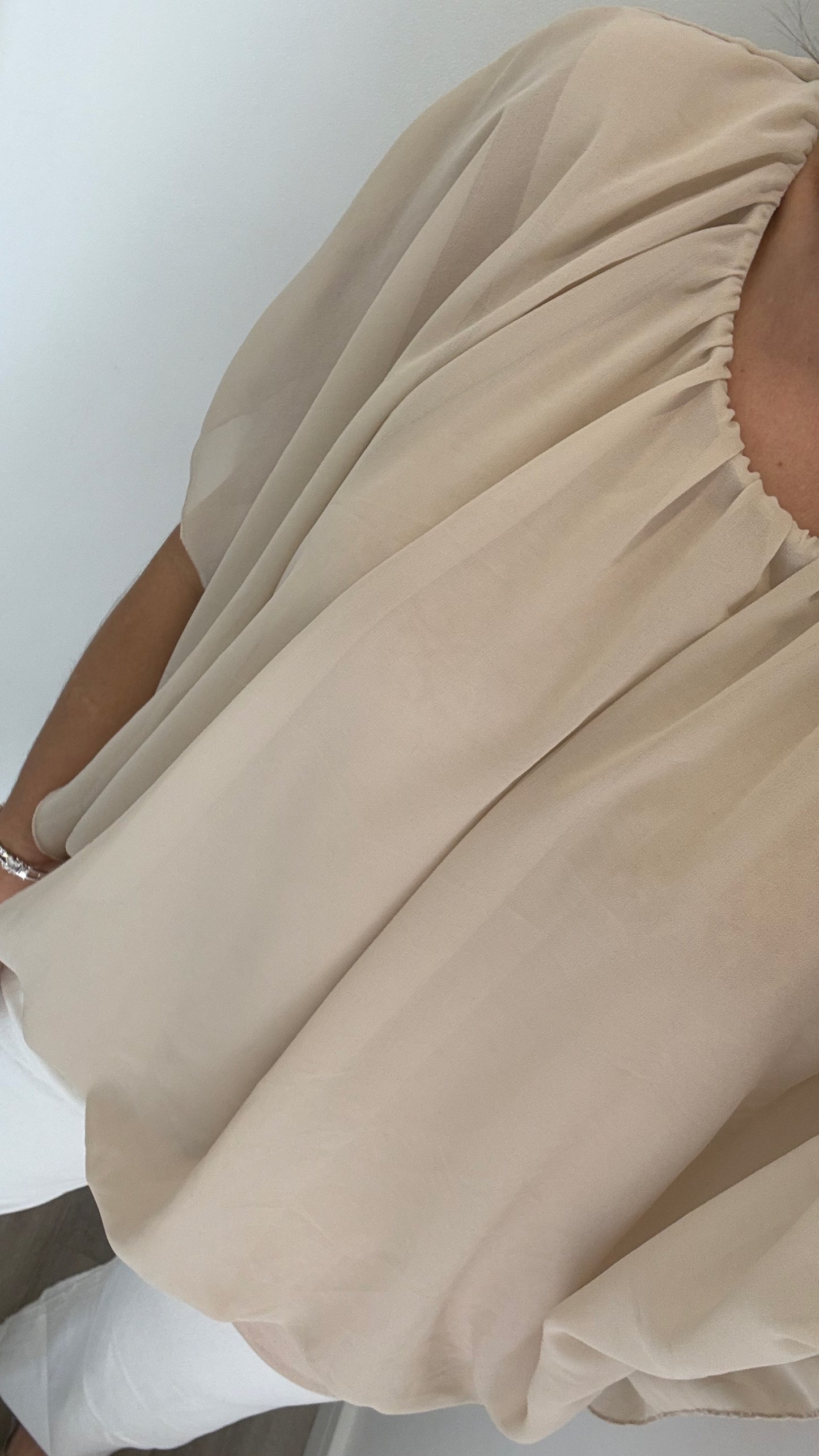 NUDE CHIFFON BATWING TOP