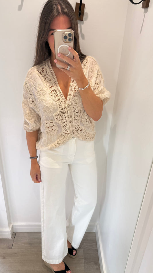 NUDE CROCHET CARDIGAN
