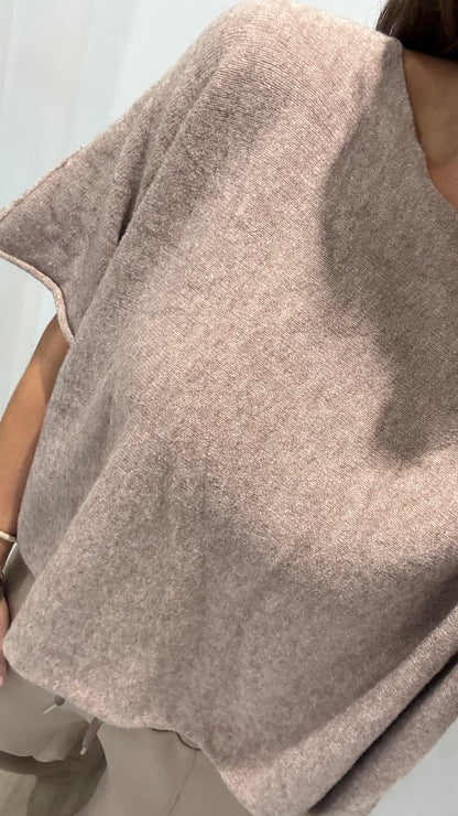 OATMEAL CREW NECK SHORT SLEEVE KNIT