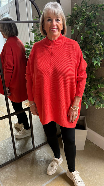 ORANGE LONGLINE BATWING KNIT JUMPER