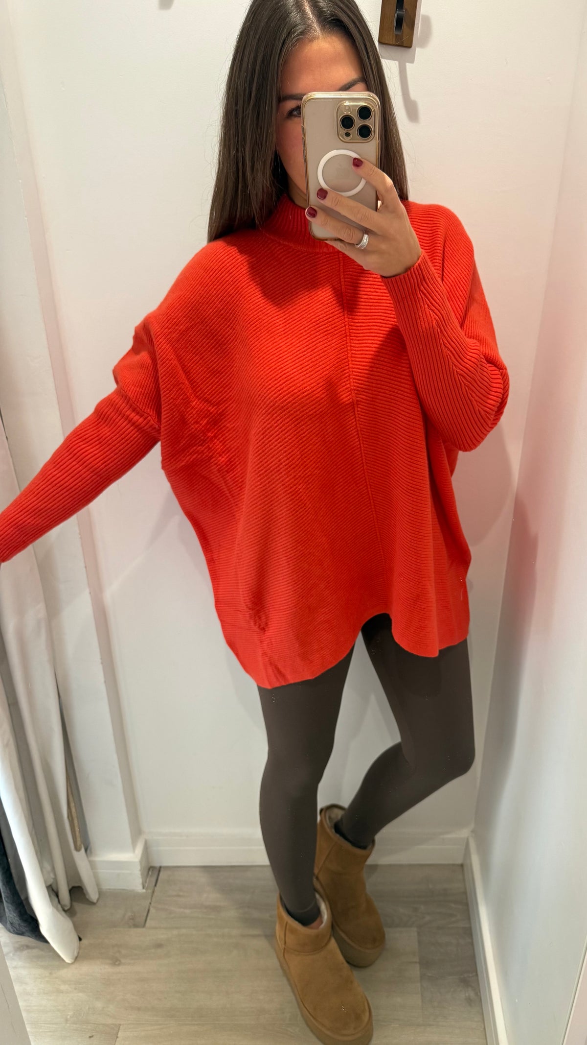 ORANGE LONGLINE BATWING KNIT JUMPER