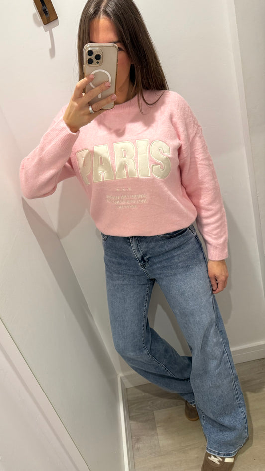 PALE PINK PARIS ROUND NECK JUMPER