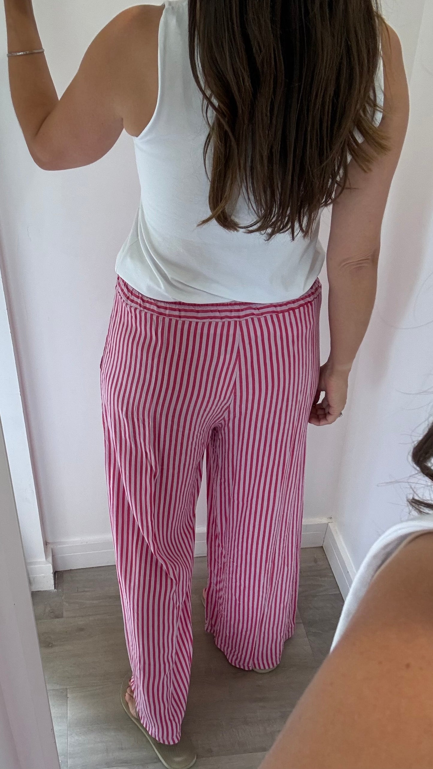 PINK & RASPBERRY STRIPE LINEN TROUSERS