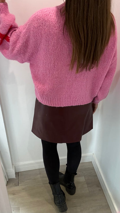 PINK & RED STAR KNIT JUMPER
