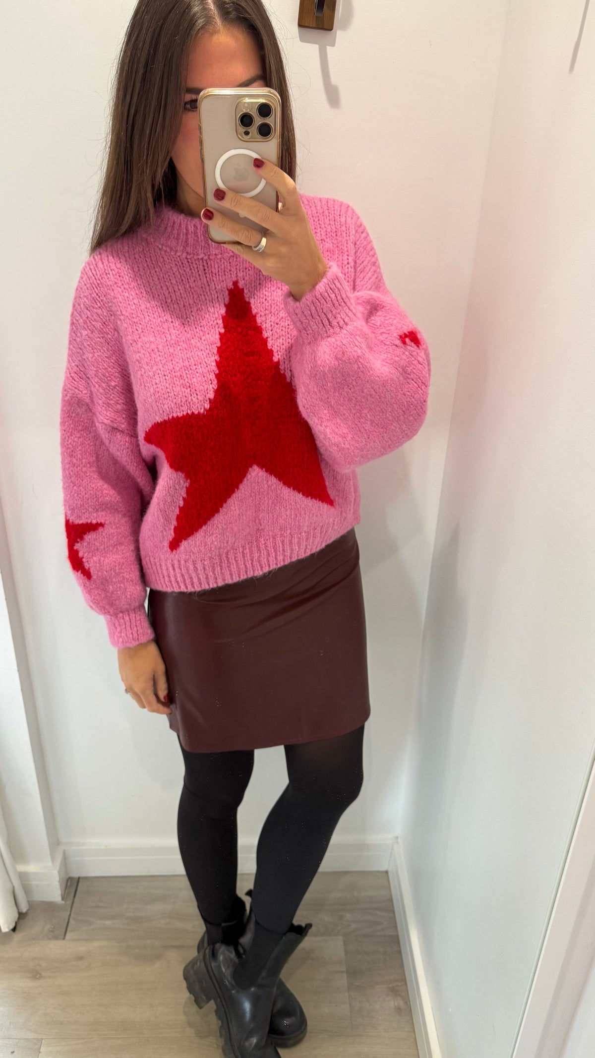 PINK & RED STAR KNIT JUMPER