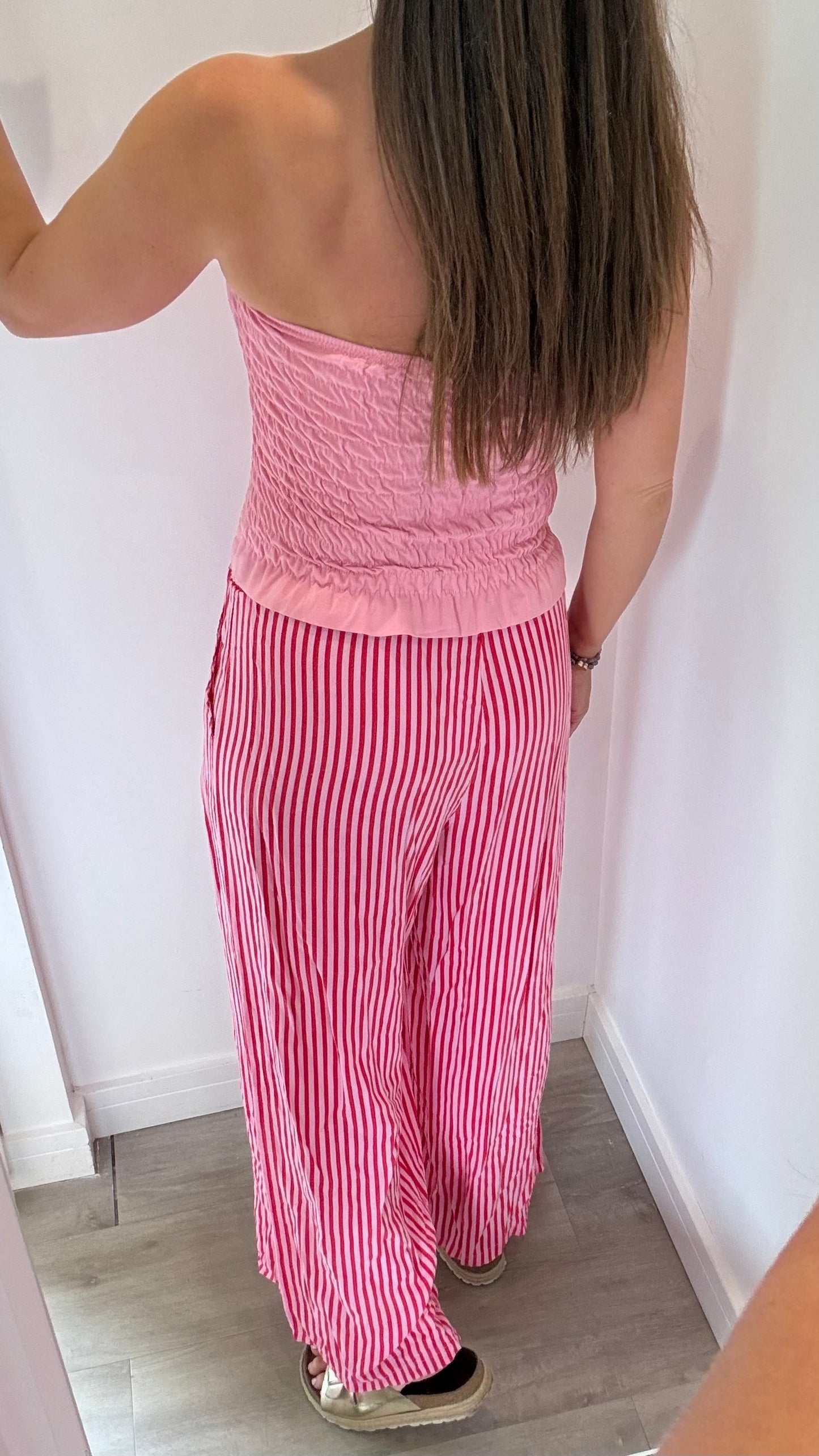 PINK SHIRRED BOOB TUBE