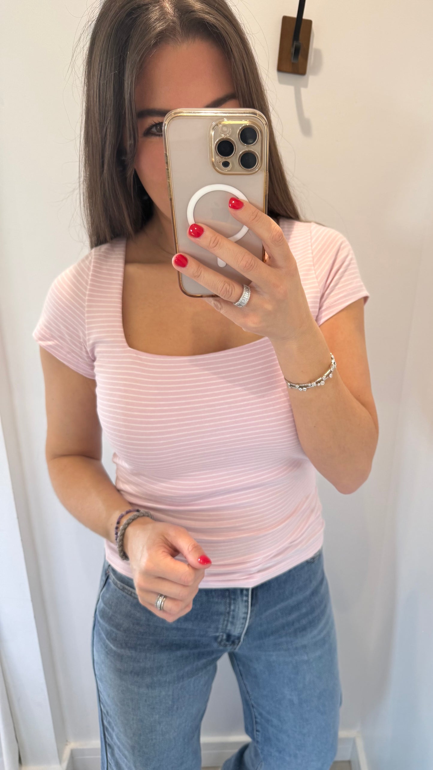 PINK SQUARE NECK TOP
