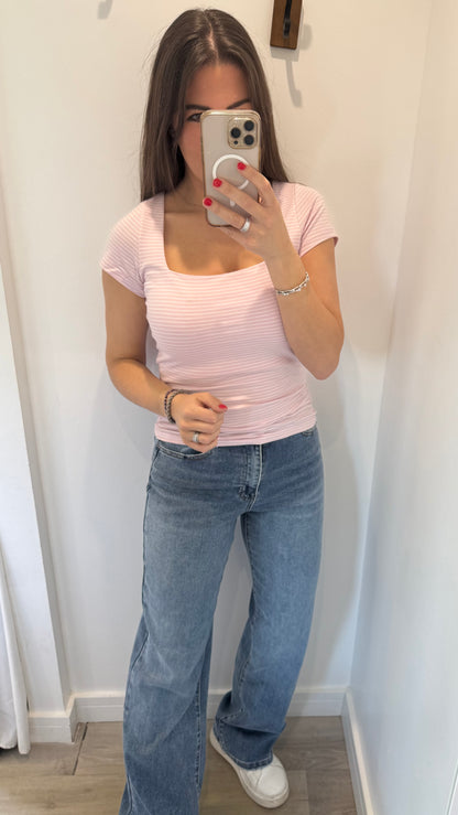 PINK SQUARE NECK TOP