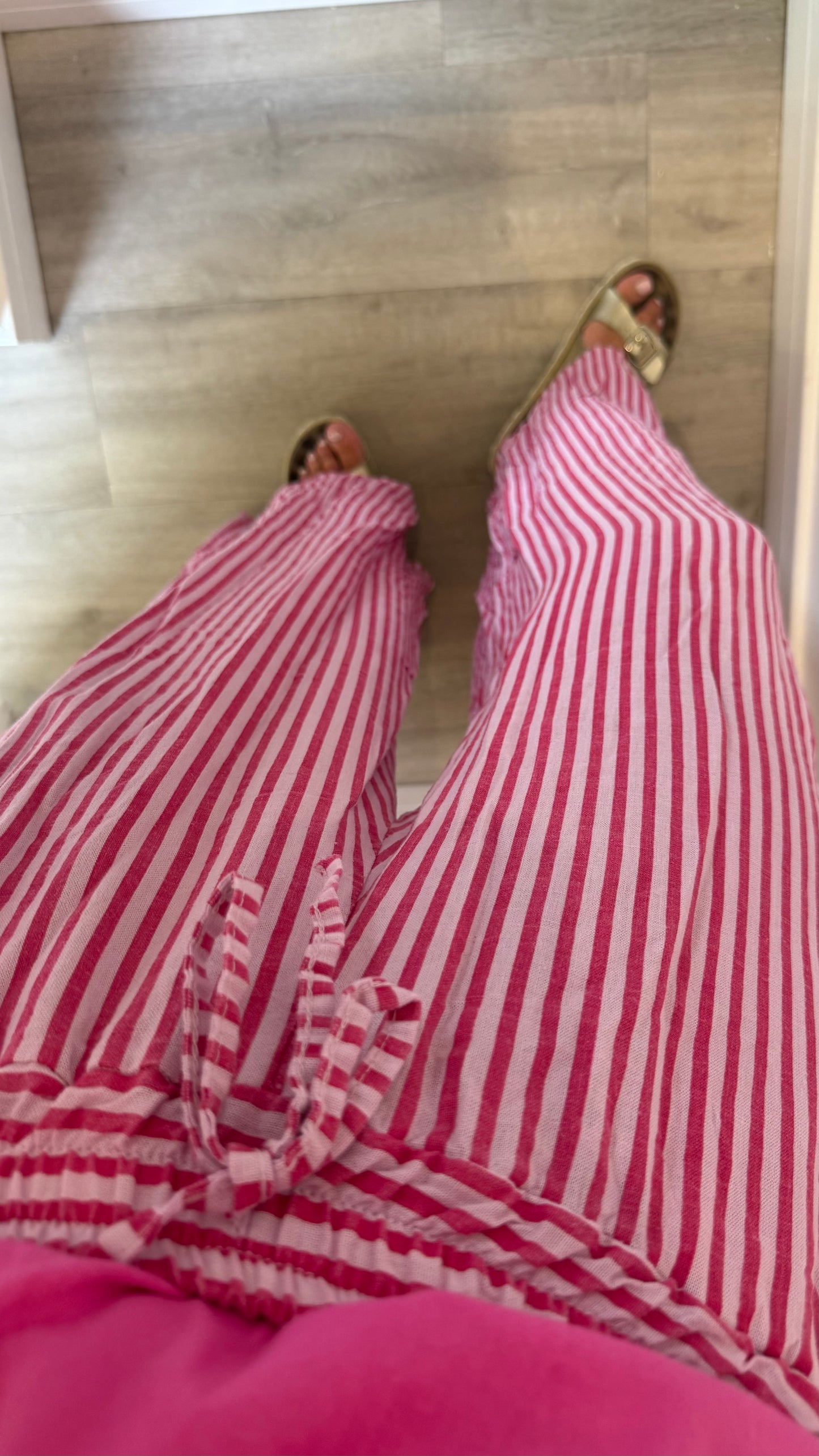 PINK & RASPBERRY STRIPE LINEN TROUSERS
