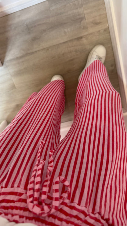 PINK & RED STRIPE LINEN TROUSERS