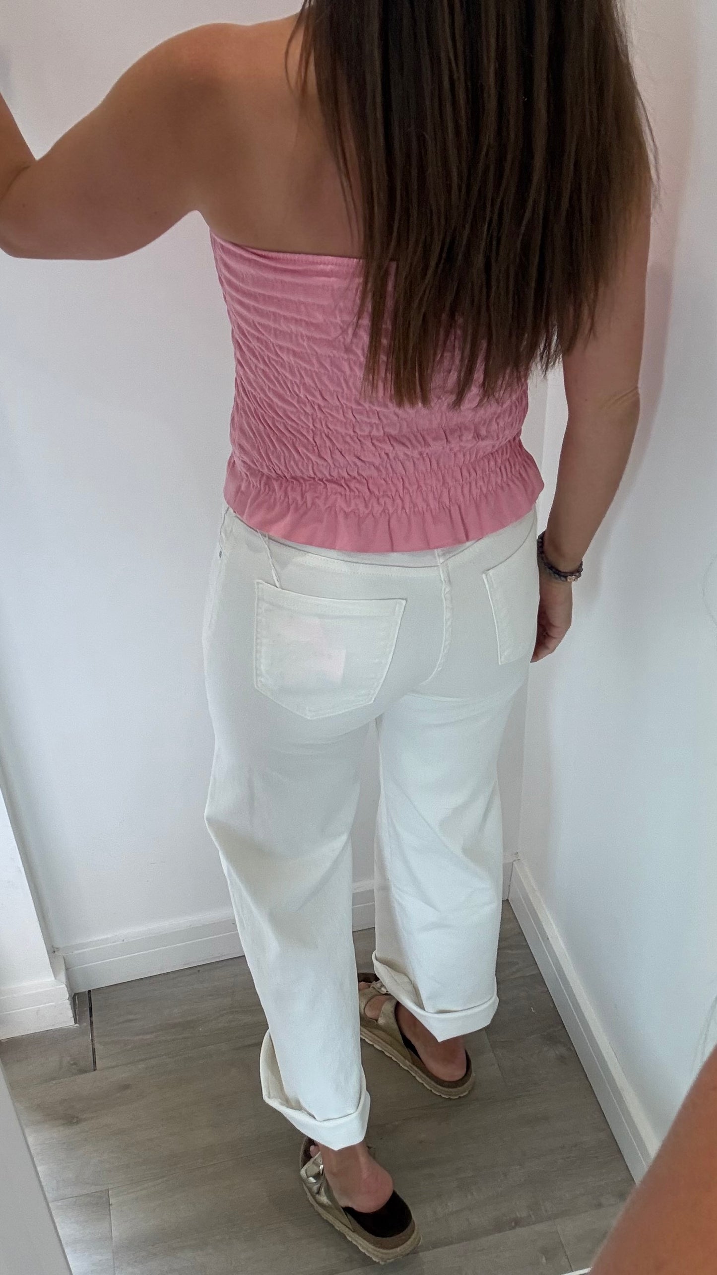 PINK SHIRRED BOOB TUBE