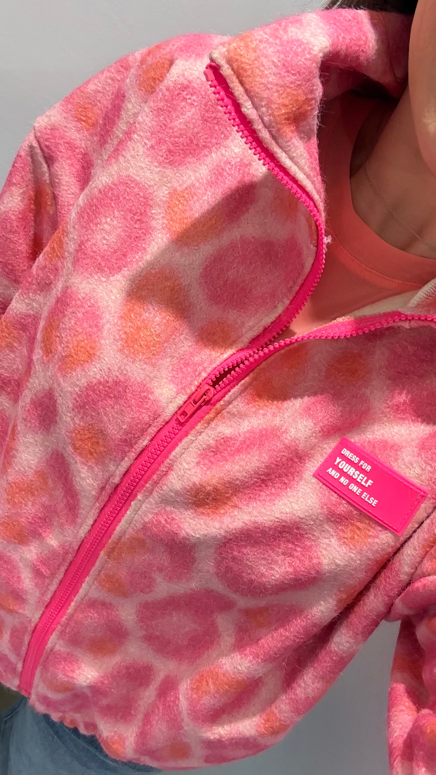 PINK LEOPARD ZIP-UP FLEECE JACKET