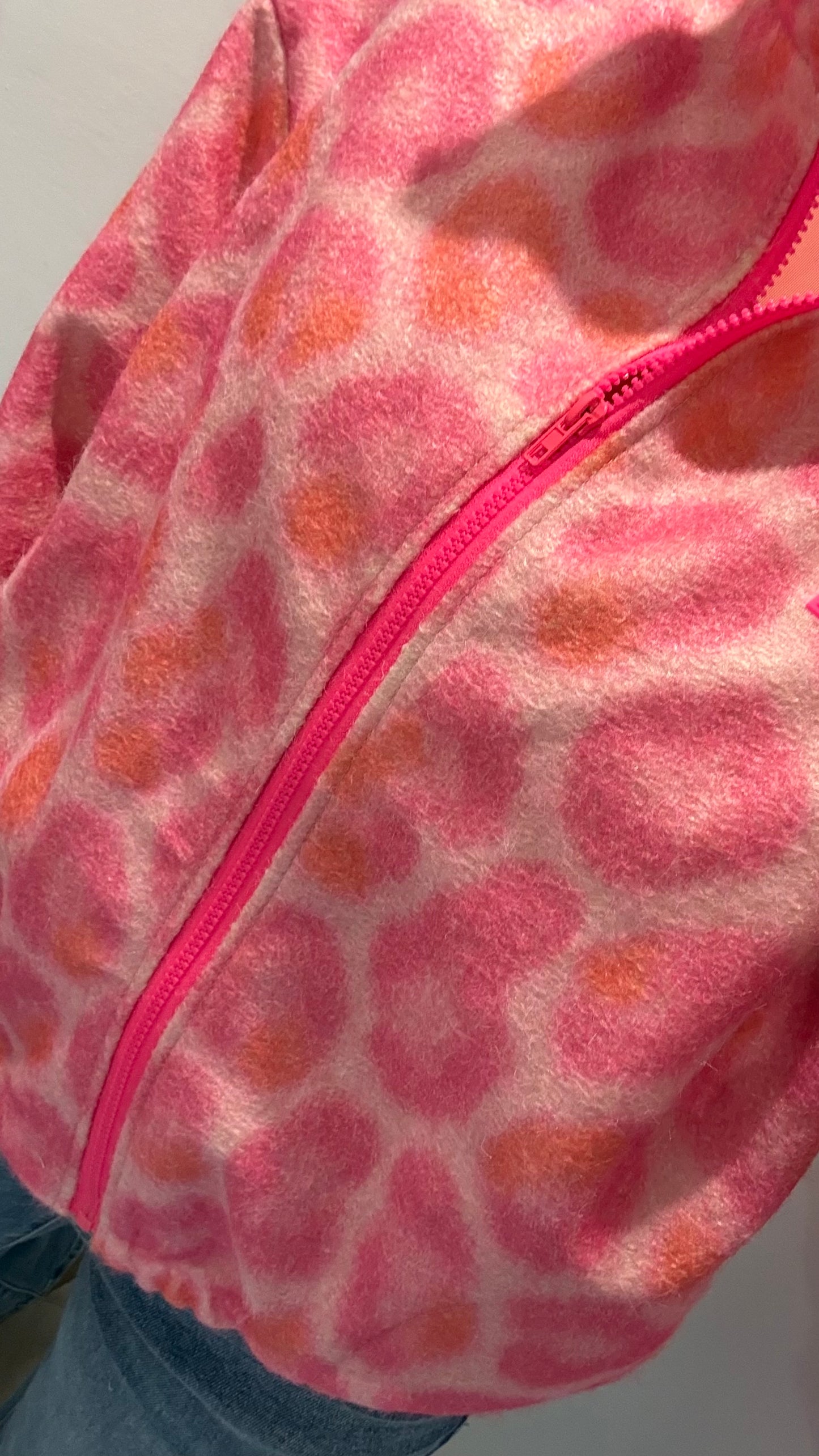 PINK LEOPARD ZIP-UP FLEECE JACKET