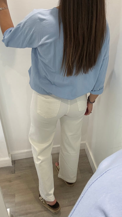 POWDER BLUE ROLL SLEEVE SWEAT