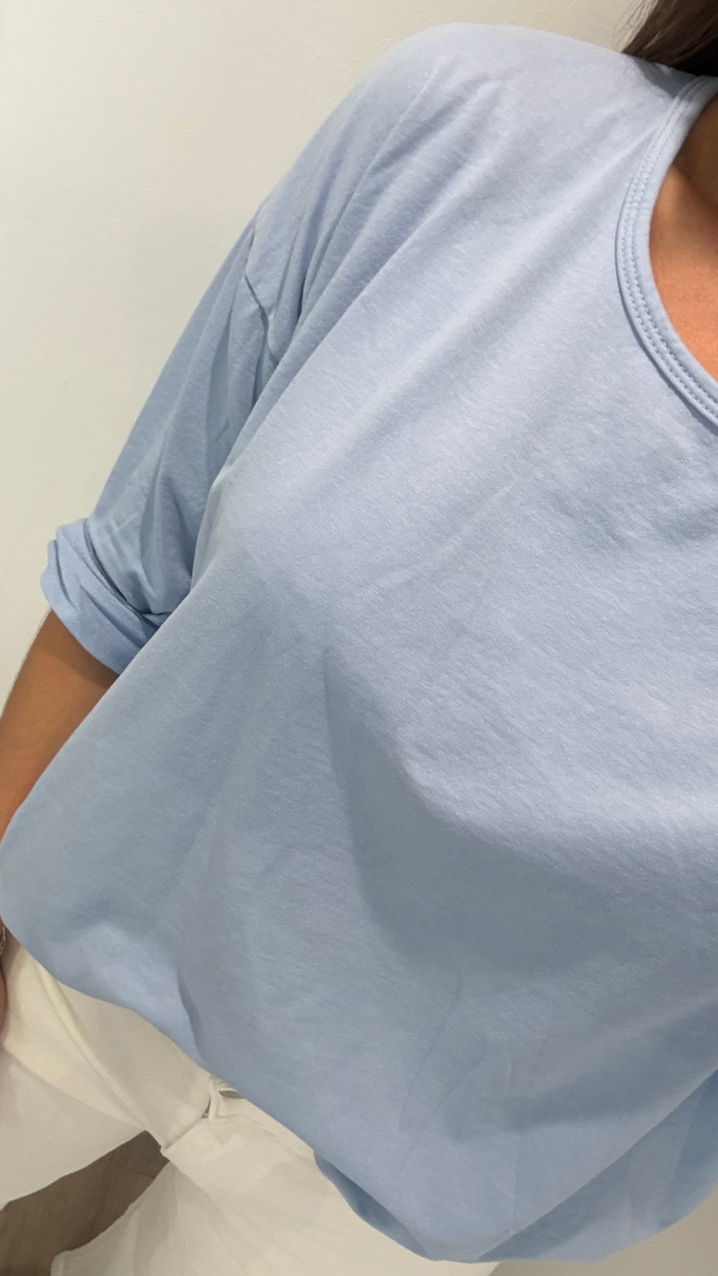 POWDER BLUE ROLL SLEEVE SWEAT