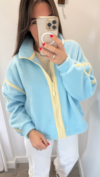 POWDER BLUE ZIP THROUGH FLEECE