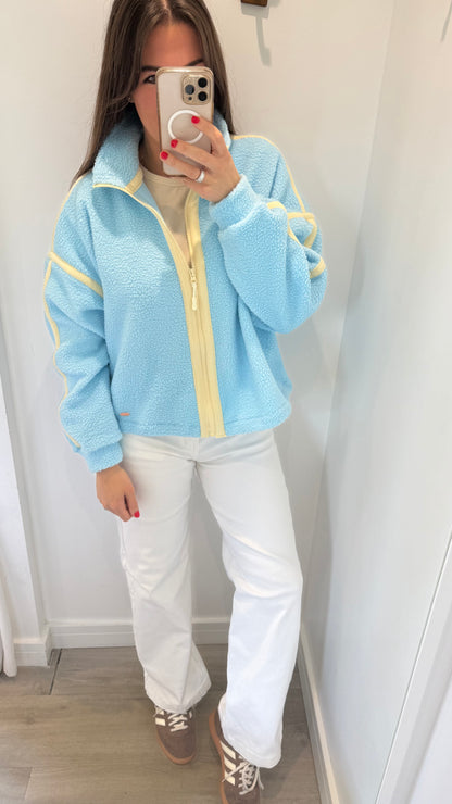 POWDER BLUE ZIP THROUGH FLEECE