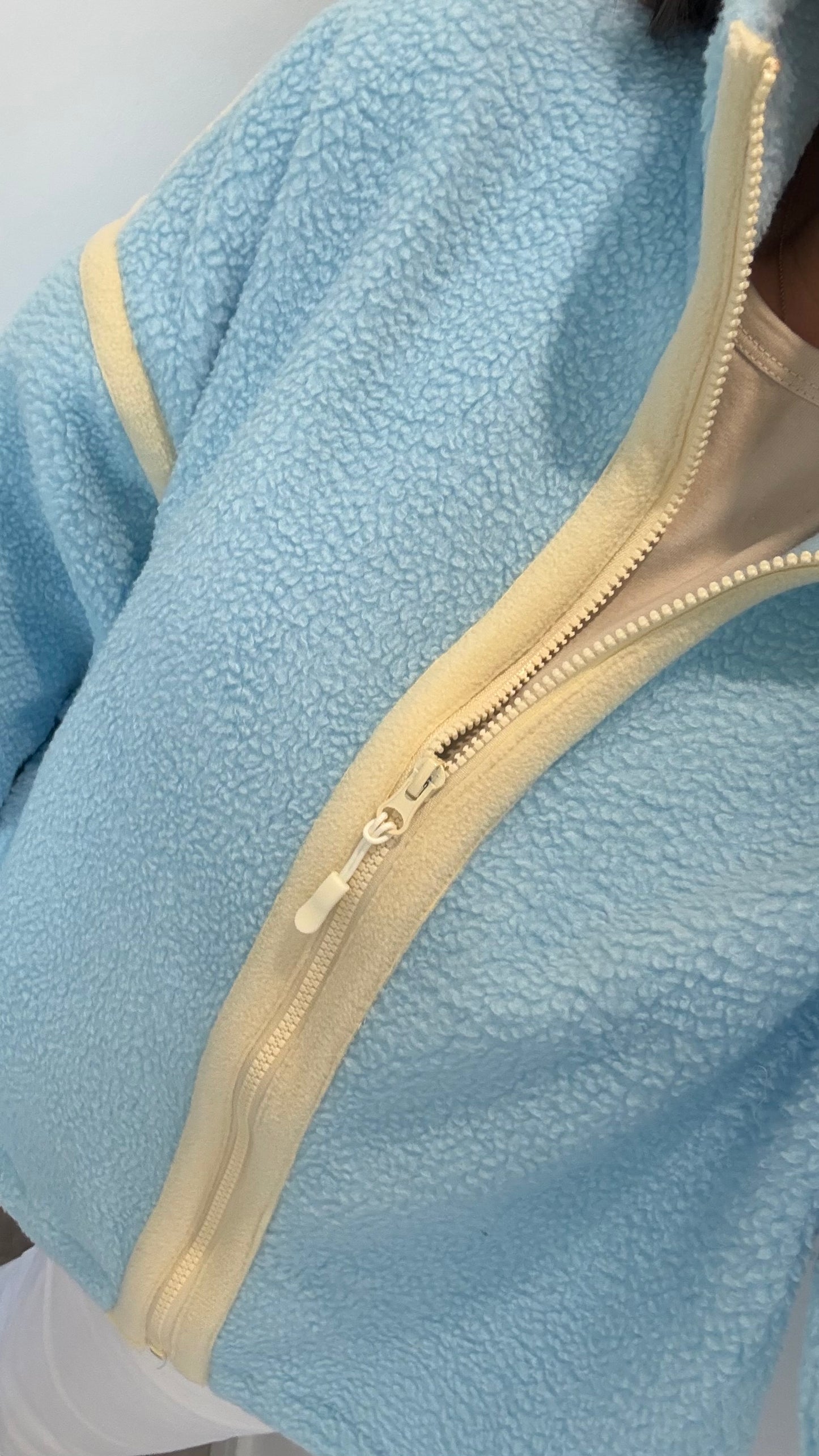 POWDER BLUE ZIP THROUGH FLEECE