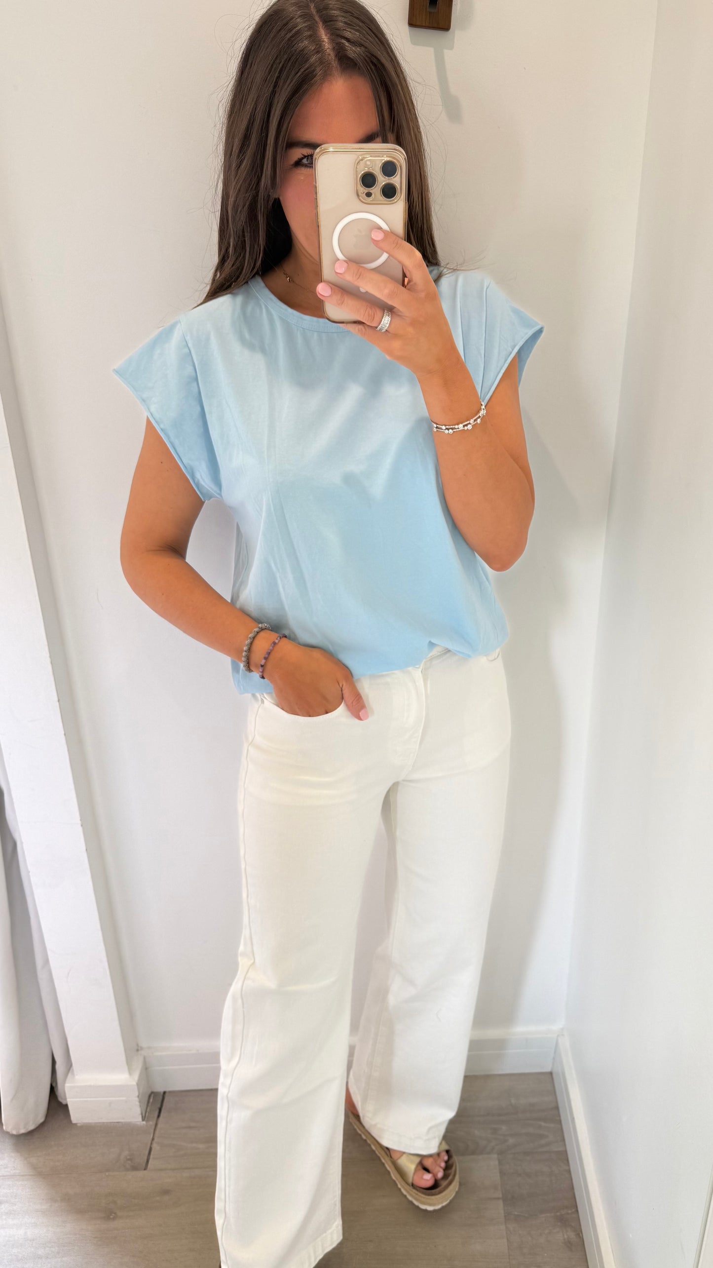 POWDER BLUE CAP SLEEVE TEE